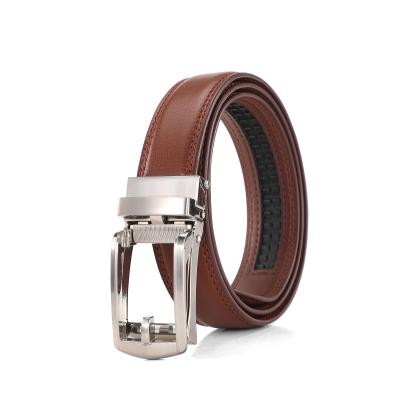 China Soft Men Automatic Leather Belt Ratchet Buckle Belt Genuine Cow Leather for sale