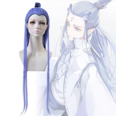 China Hot Game Costume Body Wave Products Cosplay Wigs For Girl Women TV Movie Cosplay Wigs Curly Straight Hair Blue Color for sale