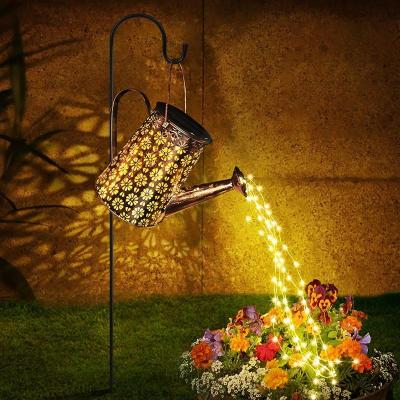 China Garden Solar Garden Lawn Lights Outdoor Decorative Kettle Art Lamp Metal Iron Waterproof IP65 with Installed Light String Watering Can for sale