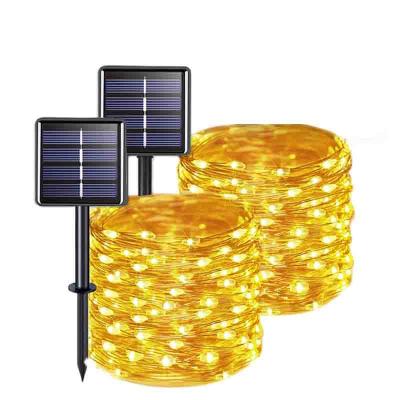 China Garden LED Outdoor Solar String Lights 7m/12m/22m solar lamp for Fairy Holiday Christmas Party Garland Lighting IR Dimmable for sale