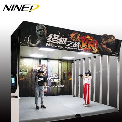 China Attractive Dinosaur Game Zombie Amusement Park Virtual Reality Gun Shooting VR 9D Interactive Standing VR Simulator for sale