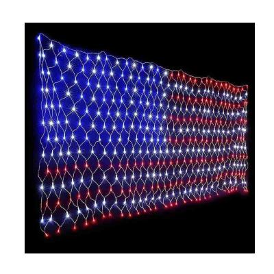 China Commercial Use Waterproof 420 LED String Lights American Flag Light with Socket 8 Modes Net Light Decoration for sale