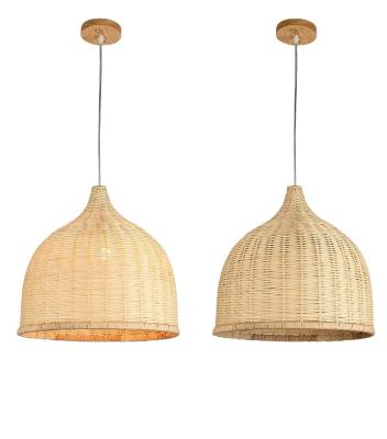 China Creative Bamboo Weave Rattan Lampshade Bird's Nest Lighting Nordic Asian Rattan Pendant Light Designer Pendant Lamp for sale