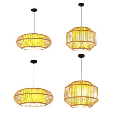 China Asian Wholesale Plant Plankton Bamboo Shade Wicker Cage Rattan Ceiling Chandelier Weave Pendant Lighting Natural Bamboo Pendant Light for sale