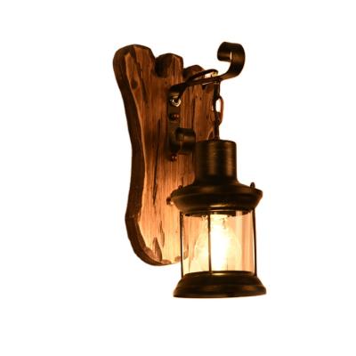 China Industrial Down Bedside Nordic Wooden Sconce LED Wall Lamp Modern Wood Grain Wall Lights for sale