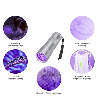 China Detector for Pets Urine Blacklight Torch Aluminum Portable UV Flashlight and UV Light AAA Battery 12 LED Stains Gift Flashlight for sale