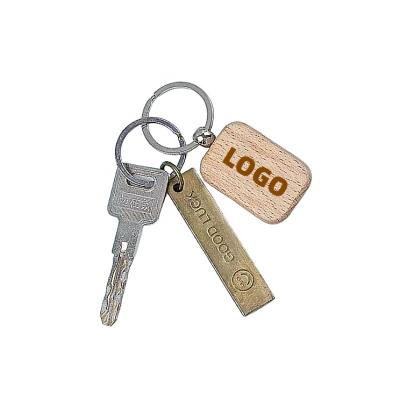 China Custom Promotional Gift Key Chain DIY Promotional Gift from Log Blanks for Laser Engraving Wooden Key Chain Lavero/DIY/Laser Engraving Wood Key Rings for sale