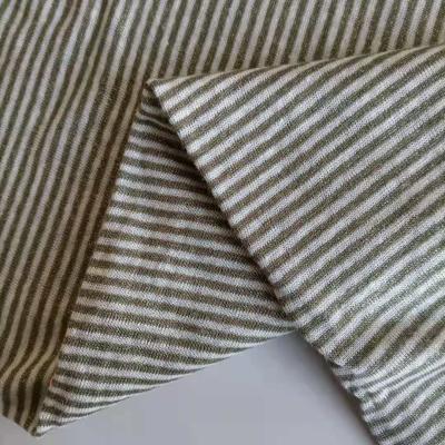 China High Quanlity Sustainable Perfect 100% Linen Stripe To Foil Printed Jersey Fabric for sale