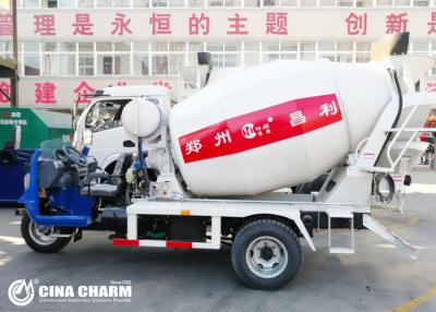 China 3 Wheel 28 - 32hp 2m3 Concrete Mixer Truck With Air Brake System Hydraulic Steering for sale