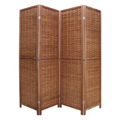 China Hotel Decorative Living Room Folding Screen Modern Woven Wood Room Divider for sale