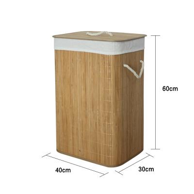 China Longtu Large Capacity Hotel Eco-friendly Durable Newcomers Clothes Storage Natural Bamboo Laundry Hamper With Lid for sale