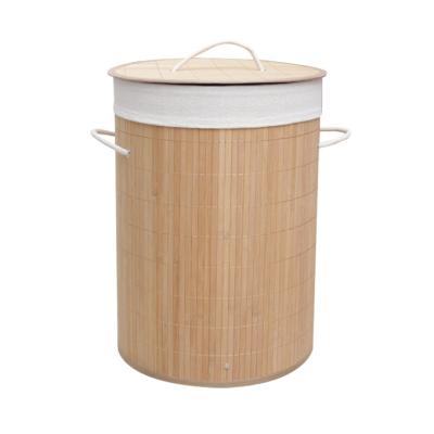 China Wholesale Cheap Eco-friendly Durable Natural Bamboo Basket Handmade Bamboo Laundry Basket for sale