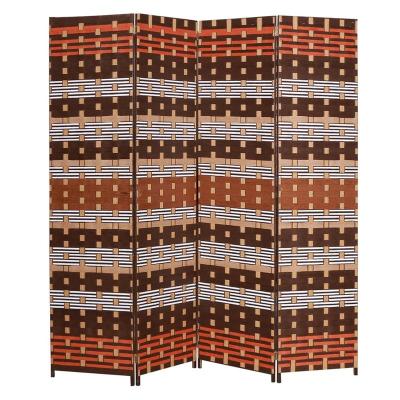 China Foldable Home Use Room Divider Garden Screen Rattan Paper Rope Wicker Room Dividers for sale