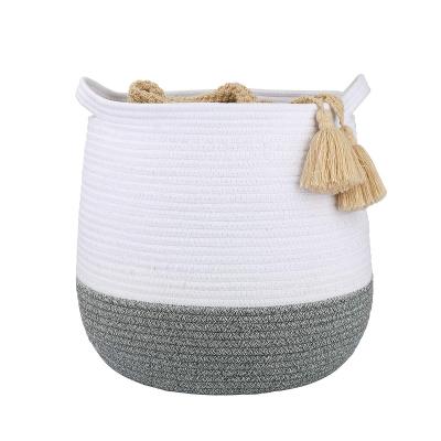 China Large round woven viable cotton fabric cotton rope storage organizer for toys and sundries for sale