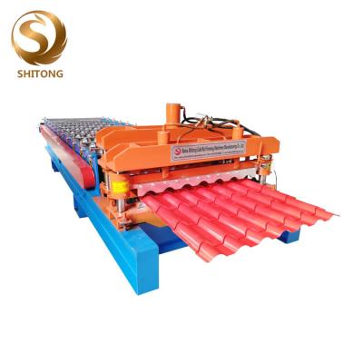 中国 Automatically Aluminum Iron Roof Panel Glazed Tile Roll Forming Machine 3-5m/Min 販売のため