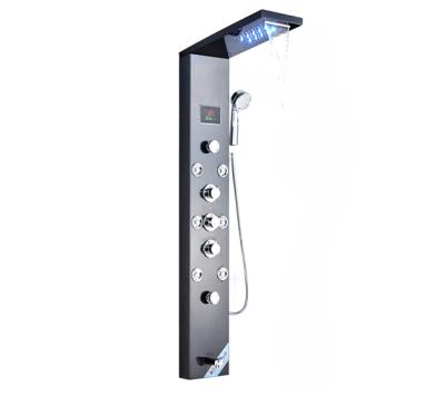 China Modern Stainless Steel Slide Bar Polished Shower Panel Waterfall Smart Thermostat for sale