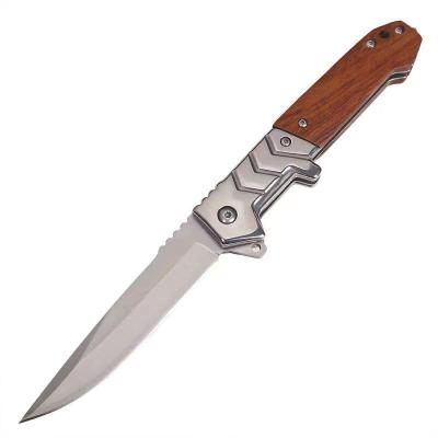 China Screw Release Wood Handle FA56 Folding Pocket Knife Outdoor Rescue Knife With Glass Breaker for sale