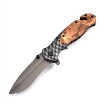 China Screw Release Best Selling Camping Tactical Pocket Knife Survival Outdoor Folding Knife With Wood Handle for sale