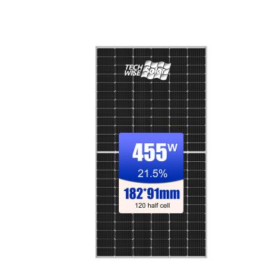 China Cheap Techwise 450w 455w High Efficiency 166mm Half 9BB 144 Cell Solar Panel Monocrystalline Solar Panel For Sale 166mmx166mm for sale