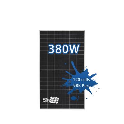 China Hot Sale 380w 166mm Techwise Module Monocrystalline Solar Panel Solar Support for sale