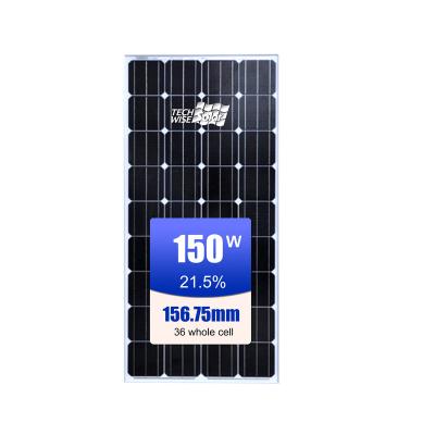 China China solar panels wholesale quality made of high clear glass 150W 156.75mm for sale