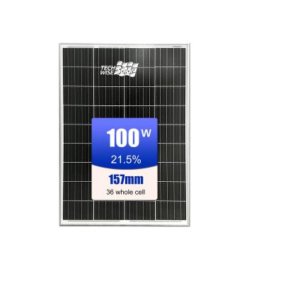 China 100W Techwise Solar Used Monocrystalline Solar Panels Made In China Jiangsu 157mmx103mm for sale