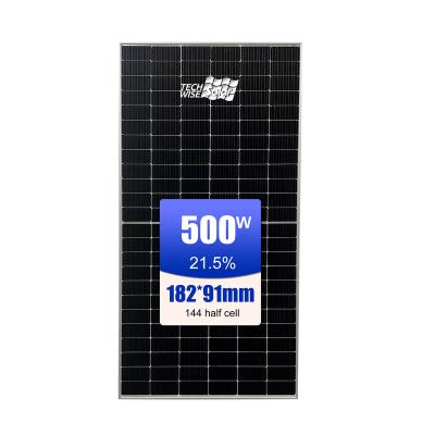 China Techwise factory direct supply waterproof cell half all black 182mm mono 550w solar panels for sale