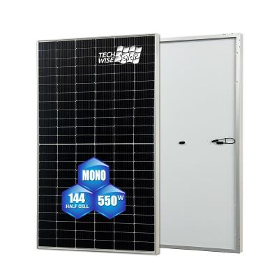 China Power Station TechWise High Efficiency 550w 600w Customized Photovoltaic Module Manufacturer Mono Crystalline Solar Panels Half Cells for sale