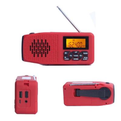 China Hand Crank PORTABLE AM FM Portable Solar Radio LCD Display Emergency NOAA Solar Rechargeable Handheld Radio for sale