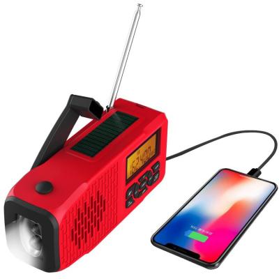 China PORTABLE Emergency NOAA AM FM Radio Self Powered Hand Crank Solar Powered Weather Radio with LED Display Screen for sale