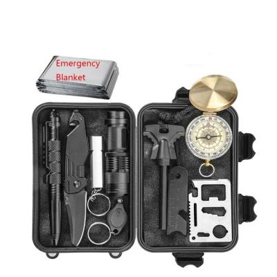 China Metal/ABS 11 in 1 Outdoor Professional Multi Gear Emergency Survival Kit Survival EDC Factory For Displacement Hiking Bike for sale