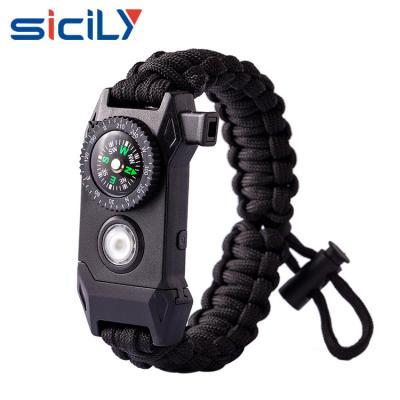 China Wholesale Eco - Friendly Woven Paracord Survival Bracelet With Fire Starter Buckle Led for sale