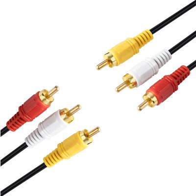 China DVD Player Gold Plated Rca 3 3 Male To Male Rca Extension Cable 3RCA Audio Video Cable Compatible With Set Top Box Speaker DVD Player for sale