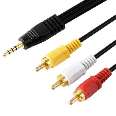 China High Quality 3.5mm DVD Player to RCA AV Camcorder Video Cable 3.5mm Male to Male 3RCA Plug 4 Pole Stereo Audio Cable 3.5mm to 3 RCA Cable for sale