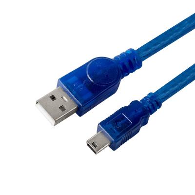 China MP3/MP4 Player USB 2.0 Type A Male To Mini USB 5P Data Charger Cable For Mp3 Mp4 Camera GPS 5pin T-port V3 Cable Transparent Blue for sale