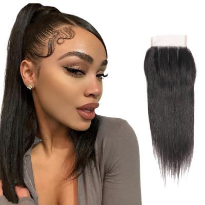 China Natural Virgin Human Hair 4X4 13X4 Lace Frontal Body Wave Closure Hair Ear To Ear Lace Closure Hair Extensions for sale