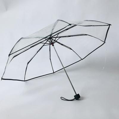 China All in 1 poe umbrella rain umbrella cheap transparent printed three fold umbrellas from Xiamen Hoda for sale