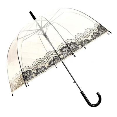 China Traditional BOW 46 Inches Semi-automatic Plastic Dome Umbrella POE Material Transparent Umbrella for sale