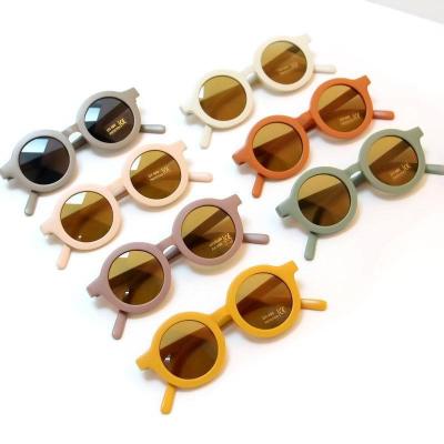 China New Style Fashion Sunglasses Children's Sunglasses Frosted Round Frame UV400 Glass Baby Anti-UV Sunglasses for Boys and Girls for sale