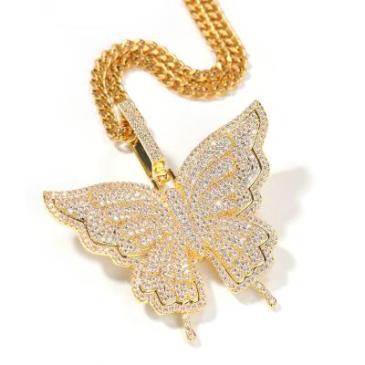 China Hip-hop Fashionable High Quality Butterfly Zircon Pendant Necklace for sale