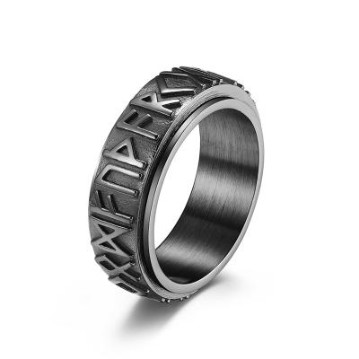 China Vintage Punk Rune Letter Bracelet Viking Text Uncompressed Stainless Steel Rotating Ring for sale