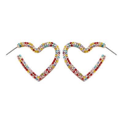 China Hiphop factory directly sells Korean simple diamond peach alloy all-match style heart-shaped earrings for sale