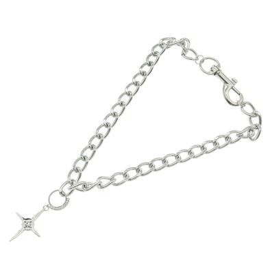 China Alloy four-corner style CIA American cuban chain necklace punk star short shiny cross pendant for sale