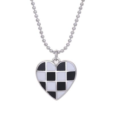 China New punk jewelry 925 Sterling Silver Checkerboard Love Necklace CIA style checker accessories for sale