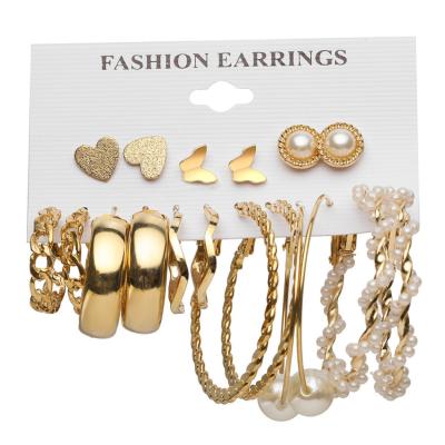 China High quality jewelry set new style 2021 hot sale earring set creative simple acrylic alloy metal bead earrings for girls for sale