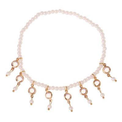 China Vintage factory wholesale fashion korean simple wild pearl tassel spring crystal anklets for sale