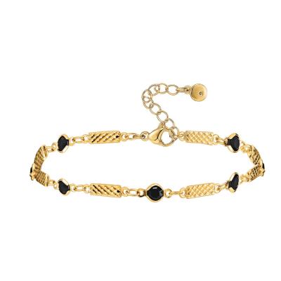 China Wholesale New 18K Gold Simple Thin Zircon Small Chain Anklet Stretch Chain Jewelry for sale