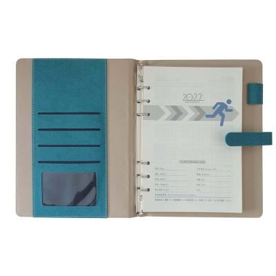 China High Quality Custom PU Leather Diary Notepad With Card Slot Pen Holder Loose Leaf Business Notebook for sale