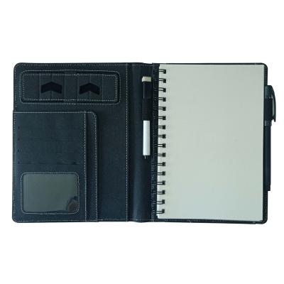 China Recyclable Vintage Business Custom Notepad with Pen Slot Hardcover Recycled Leather Spiral Notebook for sale