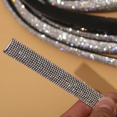 China New Shinning Crystal Strip Rhinestone Cord Custom Crystal Sandals Decoration Colorful 12 Row Rhinestone Cord for sale